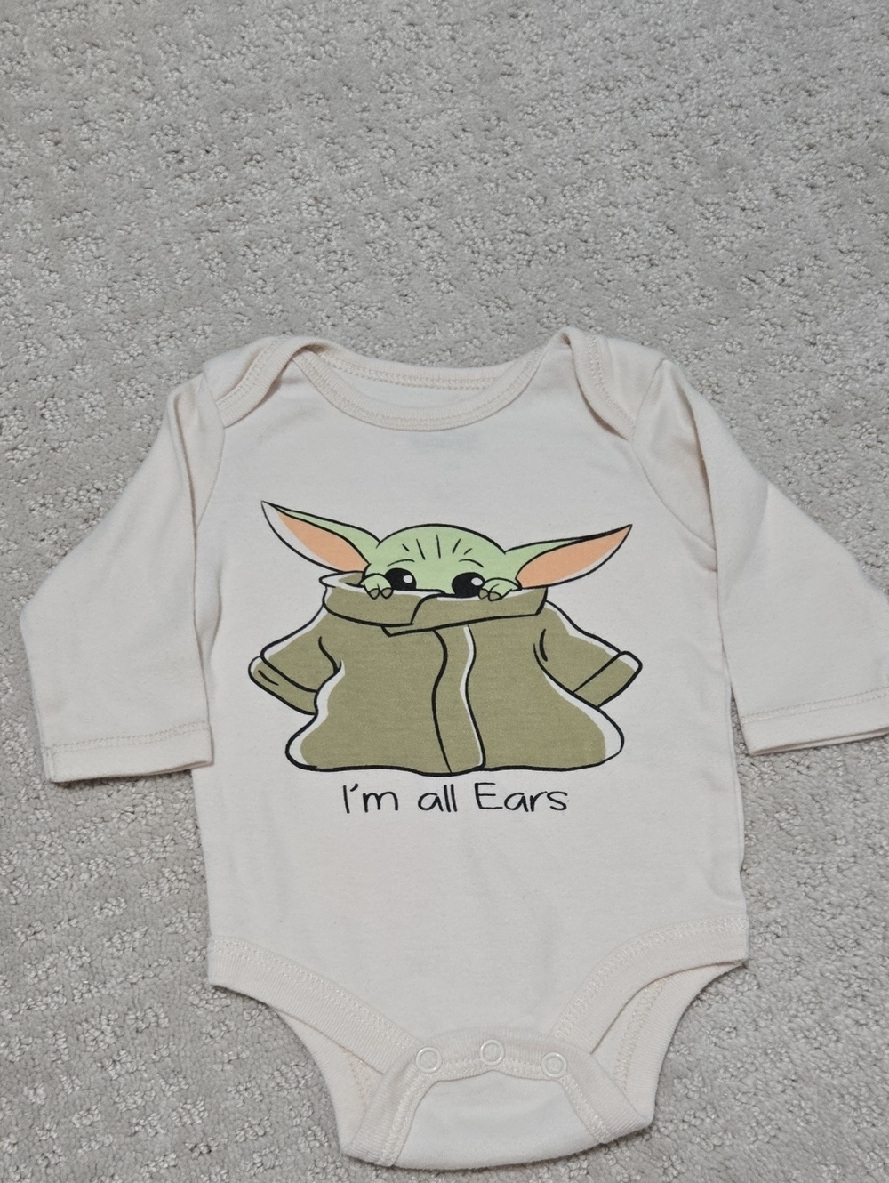 Star Wars Cream Baby One-Piece with Green Grogu Graphic - 0-3M